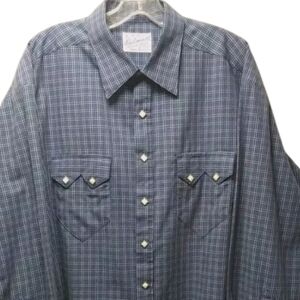 TruWest Rockmount Ranch Shirt Large Western Cowboy Pearl Snap Biker USA Sawtooth